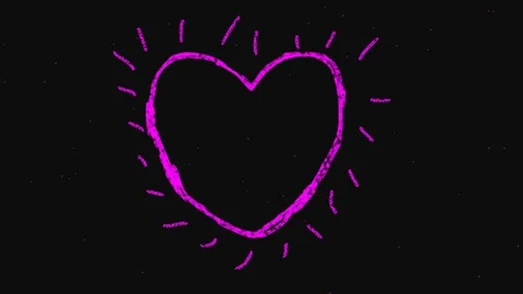 Crayon Heart Animation with and without Particles Stock Footage 96223665