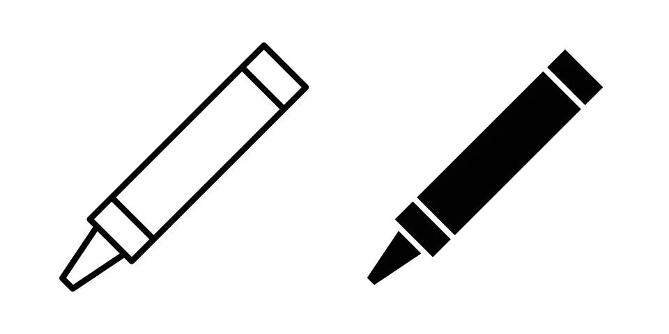 Crayon icon linear versions pack on white background Stock Illustration