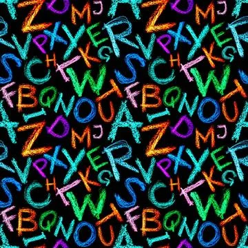 Crayon letters seamless Seamless pattern - Crayon letters over white backg... Stock Photos