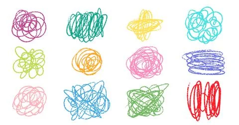 Crayon Line Stroke Vector Set. Chalk Scribble Underline Shapes Collection. Color Stock Illustration