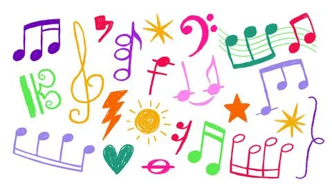 Crayon music note collection Stock Illustration