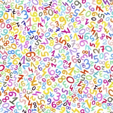 Crayon Numbers Seamless Pattern Stock Photos