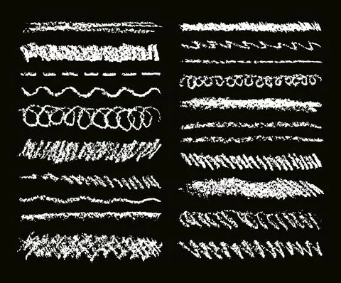 Crayon or chalk hand drawing doodle strokes on black chalkboard Stock Illustration