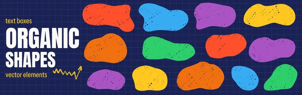 Crayon organic shapes with squishy abstract blobs and irregular doodle spots. Stock Illustration