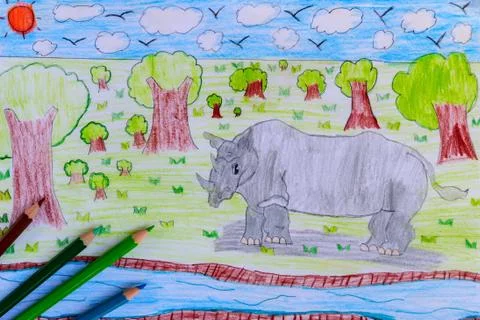 Crayon painting Stock Illustration
