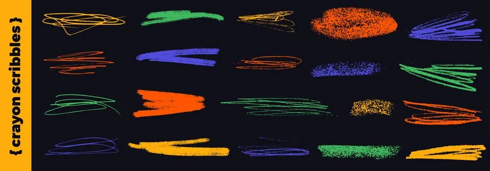 Crayon scribble lines and underline highlights with pencil texture for emphasis. Illustrazione stock