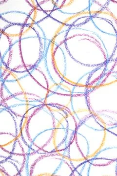 Crayon scribble writing circles abstract creative children background Stock Illustration