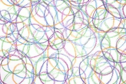 Crayon scribble writing circles abstract creative children background Stock Illustration