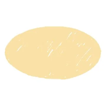 Crayon sketch geometric round shape yellow pastel color, scribble oval figure Stock Illustration