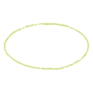 Crayon sketch round shape green outline, scribble oval figure chalk or pencil Stock Illustration