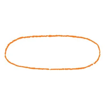 Crayon sketch round shape orange outline, scribble oval figure chalk or pencil Stock Illustration