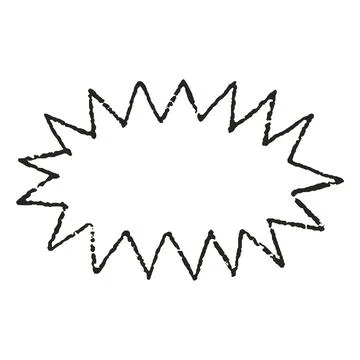 Crayon sketch round vector shape with black zigzag outline, scribble figure Stock Illustration