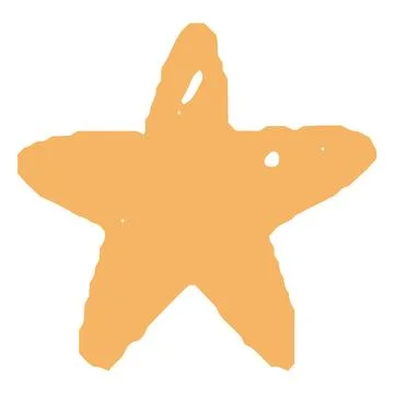 Crayon sketch star shape orange pastel color, scribble achievement chalk, pencil Stock Illustration