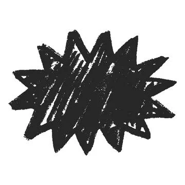 Crayon sketch vector shape with black zigzag outline, scribble round figure Illustrazione stock