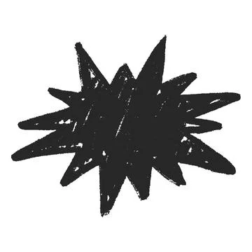 Crayon sketch vector shape with black zigzag outline, scribble figure chalk Illustrazione stock