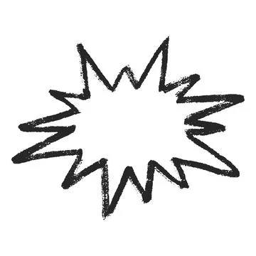 Crayon sketch vector shape with black zigzag outline, scribble frame chalk Illustrazione stock