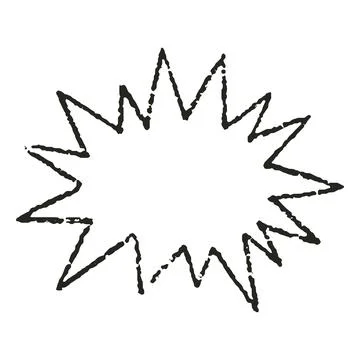 Crayon sketch vector shape with black zigzag outline, scribble speech bubble Stock Illustration