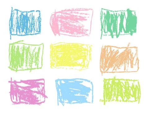 Crayon soft pastel color rectangular colorful vector shapes set Stock Illustration
