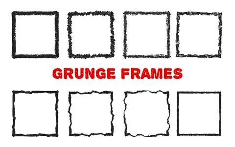 Crayon square frames isolated on white Stock Illustration
