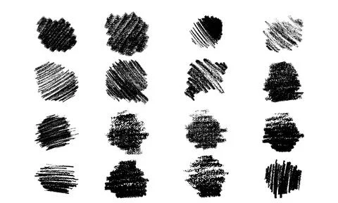 Crayon squiggle scribble stain set. Vector stock hand draw brush stroke Stock Illustration