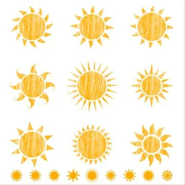 Crayon Suns Stock Illustration