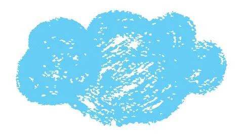 Crayon Texture Cloud Shape Illustration, Hand drawn blue cloud with soft ro.. Stock Illustration