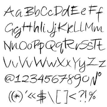 Crayon textured font. Grunge script on white background. Vector calligraphy 스톡 일러스트