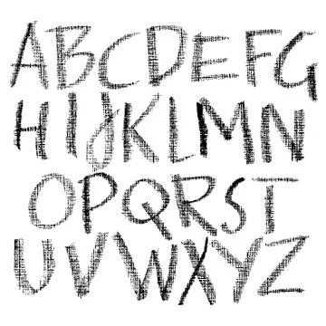 Crayon textured font. Grunge script on white background. Vector calligraphy 스톡 일러스트