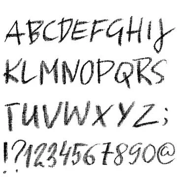 Crayon textured font. Grunge script on white background. Vector calligraphy Stock Illustration
