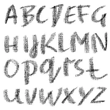 Crayon textured font. Grunge script on white background. Vector calligraphy Stock Illustration