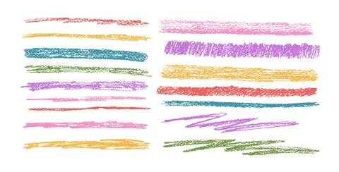 Crayon underline set. Pencil scribble lines pack. Vector hand drawn brush stroke Stock Illustration
