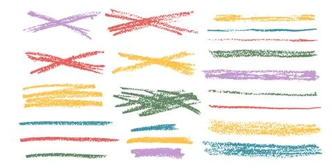 Crayon underline set. Pencil scribble lines pack. Vector hand drawn brush stroke Illustrazione stock