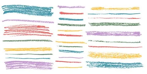 Crayon underline set. Pencil scribble lines pack. Vector hand drawn brush stroke 스톡 일러스트