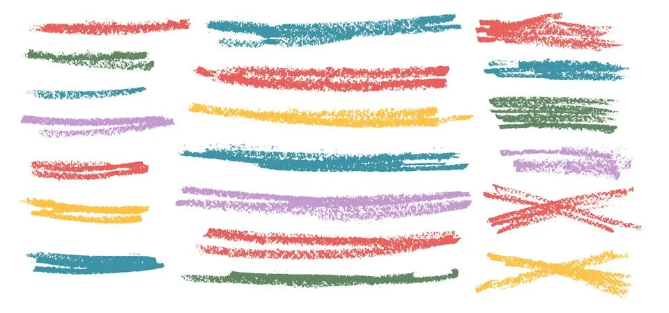 Crayon underline set. Pencil scribble lines pack. Vector hand drawn brush stroke Stock Illustration