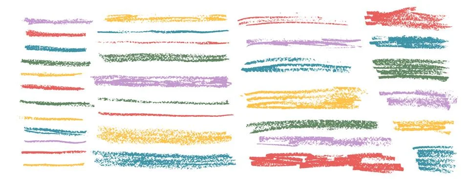 Crayon underline set. Pencil scribble lines pack. Vector hand drawn brush stroke Stock Illustration