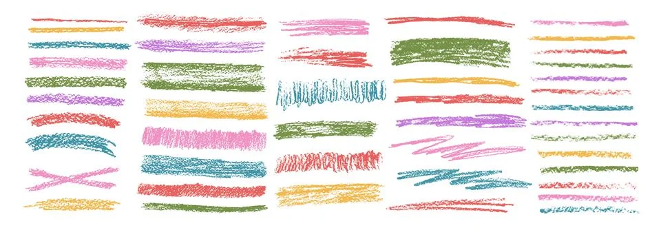 Crayon underline set. Pencil scribble lines pack. Vector hand drawn brush stroke 스톡 일러스트