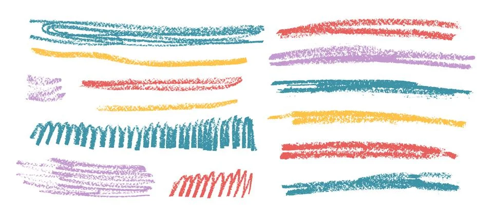 Crayon underline set. Pencil scribble lines pack. Vector hand drawn brush stroke Illustrazione stock