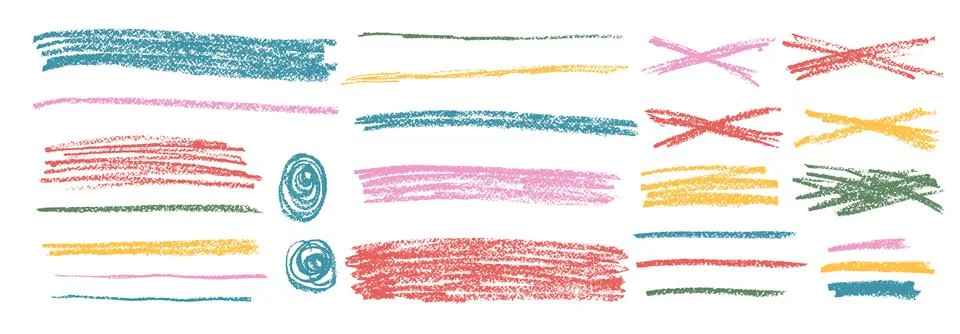 Crayon underline set. Pencil scribble lines pack. Vector hand drawn brush s.. Stock Illustration