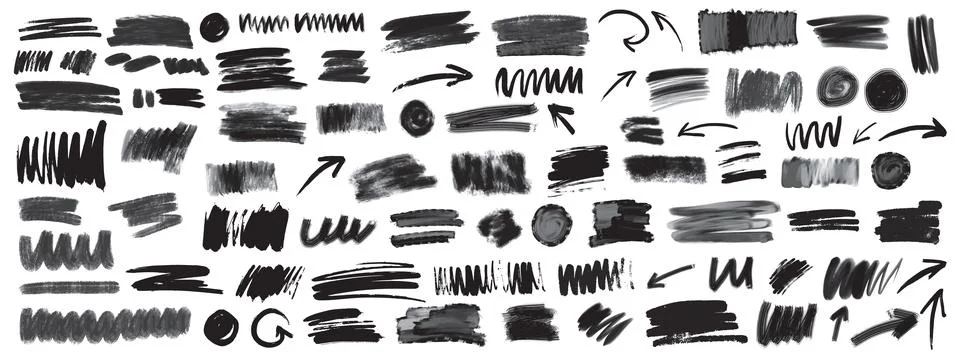 Crayon underline texture set, vector kids doodle line, pencil scribble Illustrazione stock