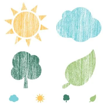 Crayon Word Bubbles Stock Illustration