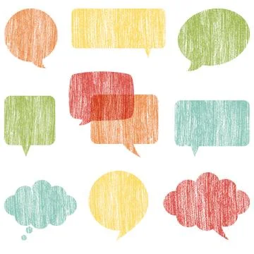 Crayon Word Bubbles Stock Illustration