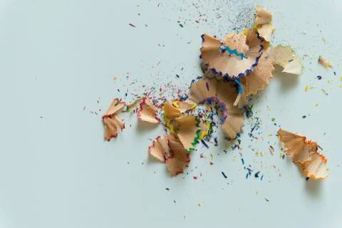 Crayons and sharpener on white background Stock Photos