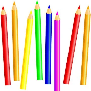 Crayons - colored pencil set loosely arranged - vector on white background pe Stock Illustration