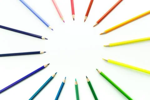 Crayons. Colored pencils isolated on white background. Stock Photos