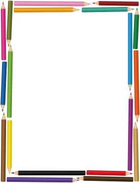 Crayons Colorful Frame Vertical Stock Illustration