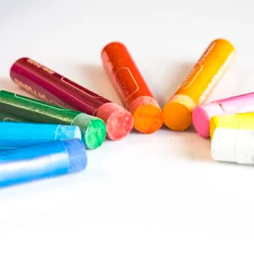 Crayons concept on white isolated background Foto stock