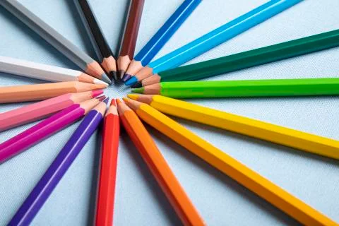Crayons on the floor Foto stock