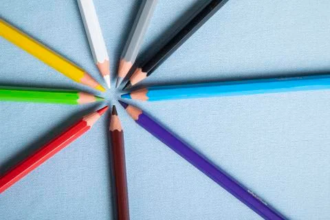 Crayons on the floor Foto stock