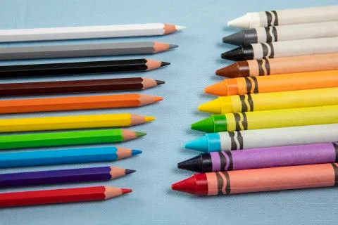 Crayons on the floor Stock Photos