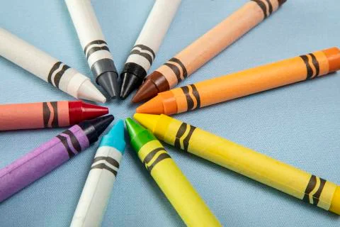 Crayons on the floor Stock Photos